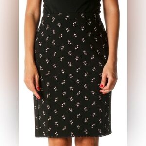 Ann Taylor Black Floral Print Pencil Skirt size 10